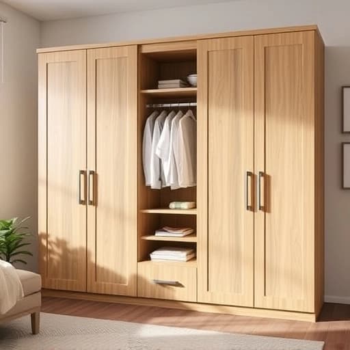 Light Wood 4-Door Wardrobe